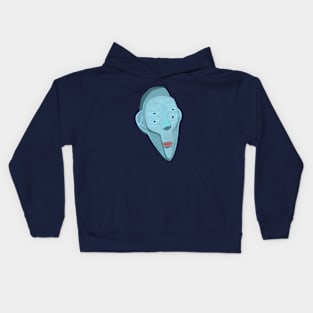 Weird Blue Skull Man Kids Hoodie